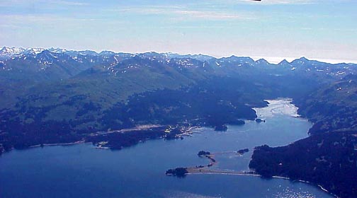 Aerial of Seldovia Bay looking East